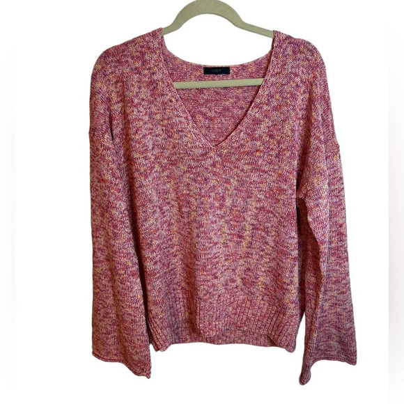 J. Crew Sweaters - J.CREW RED MARLED KNIT BELL SLEEVE V-NECK SWEATER